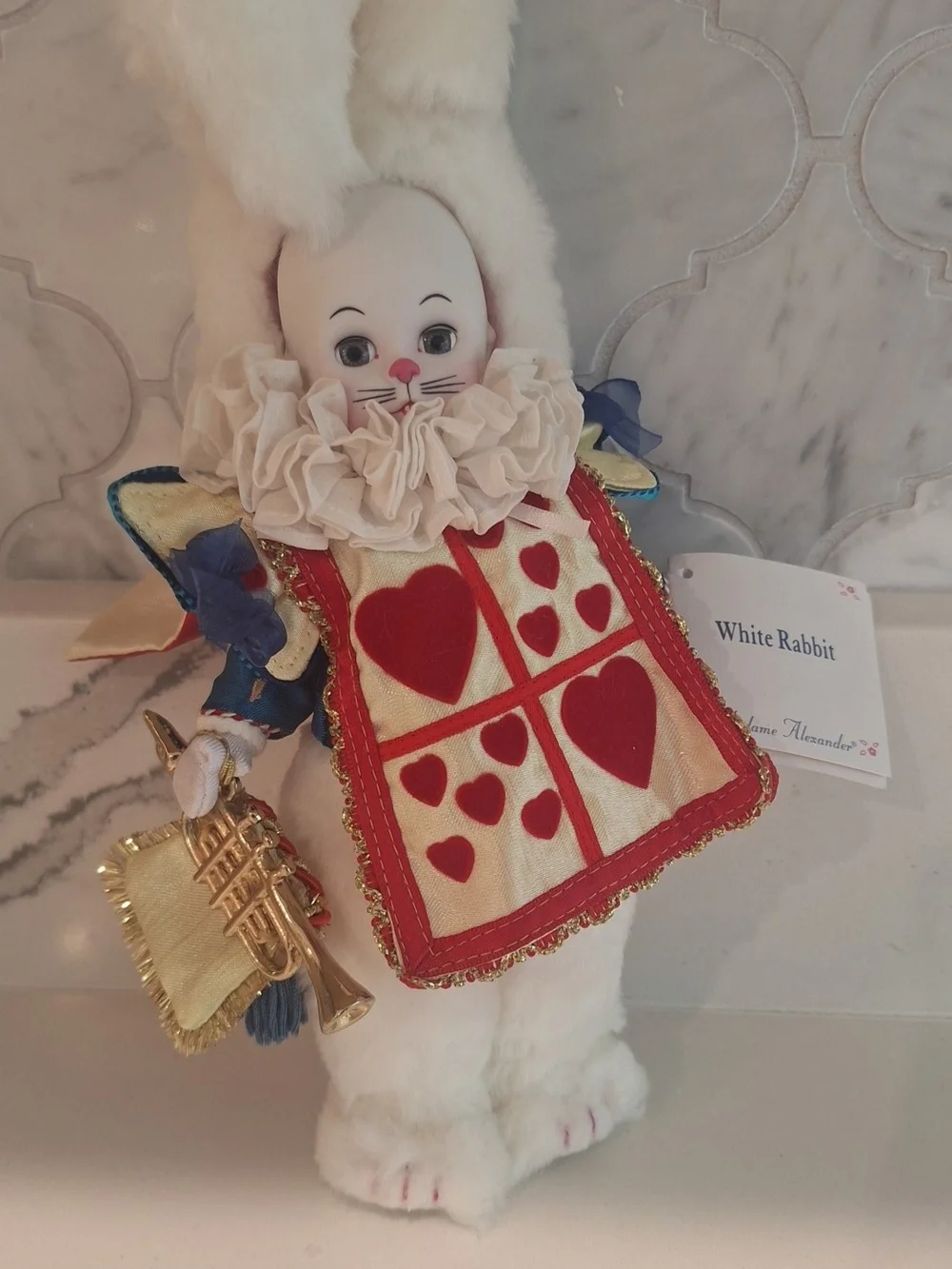 Madame Alexander White Rabbit Doll in White, Red, Blue, Gold